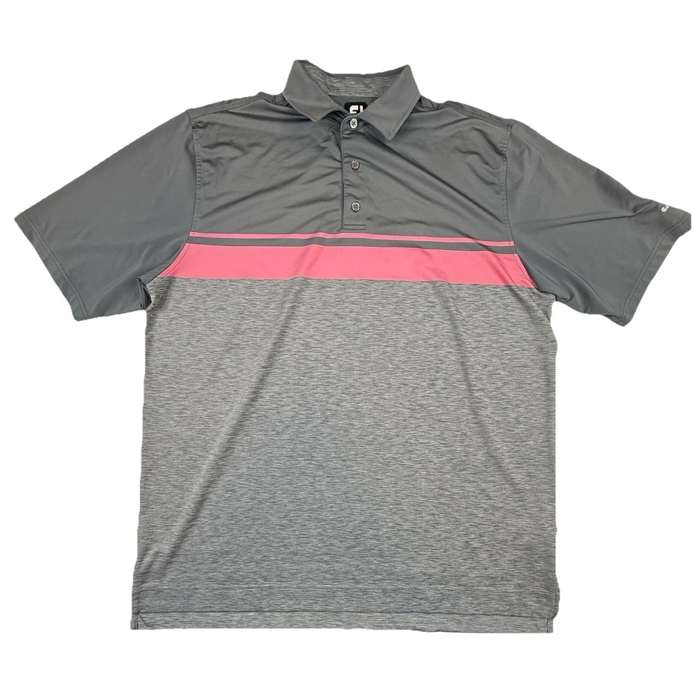 Footjoy FJ‎ Performance Golf Polo Colorblock Gray Pink Men's XL Columbia CC